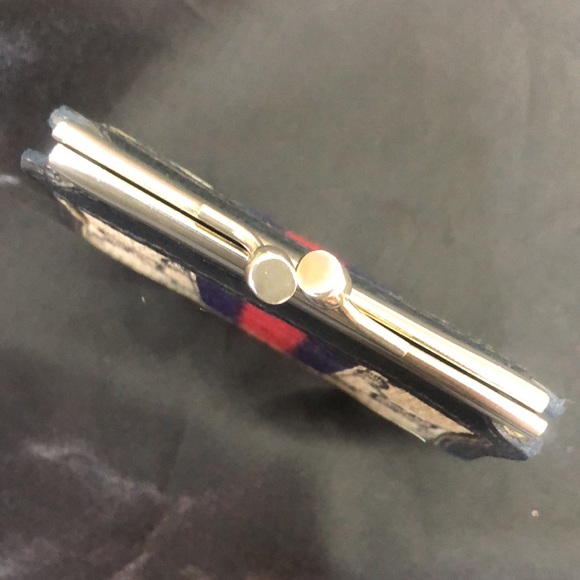 GUCCI GG Supreme Ophidia Sherry Line Double Compartment Navy Blue Coin Purse - Picture 14 of 15